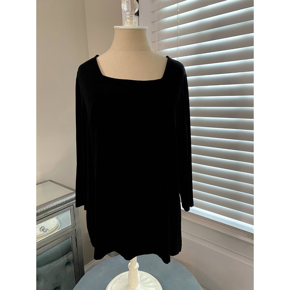 Chicos Travelers Black 3/4 sleeve tunic top - Sz 2 (12)
